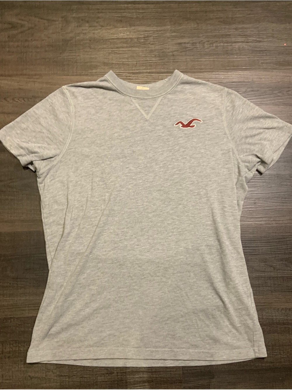 Hollister Light Gray Short Sleeve Tee with Red Logo